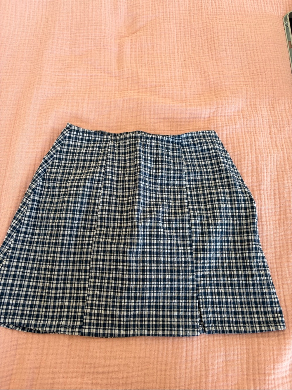 BDG Navy and White Plaid Mini Skirt